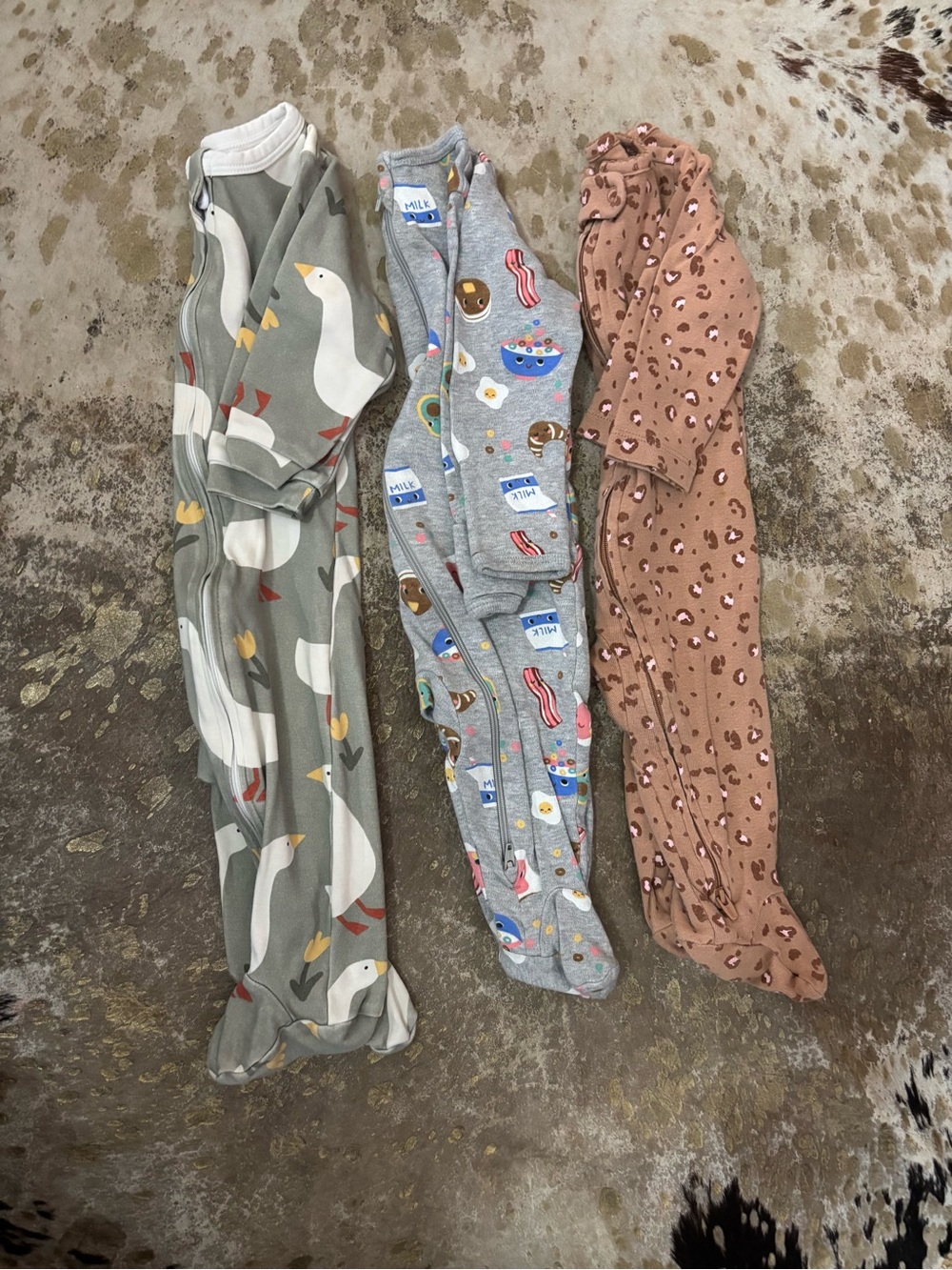 wonder nation Footed Bundle— Green, Gray, Brown Prints